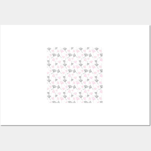 Grey and pink dandelion flowers Wall Art by bigmoments
